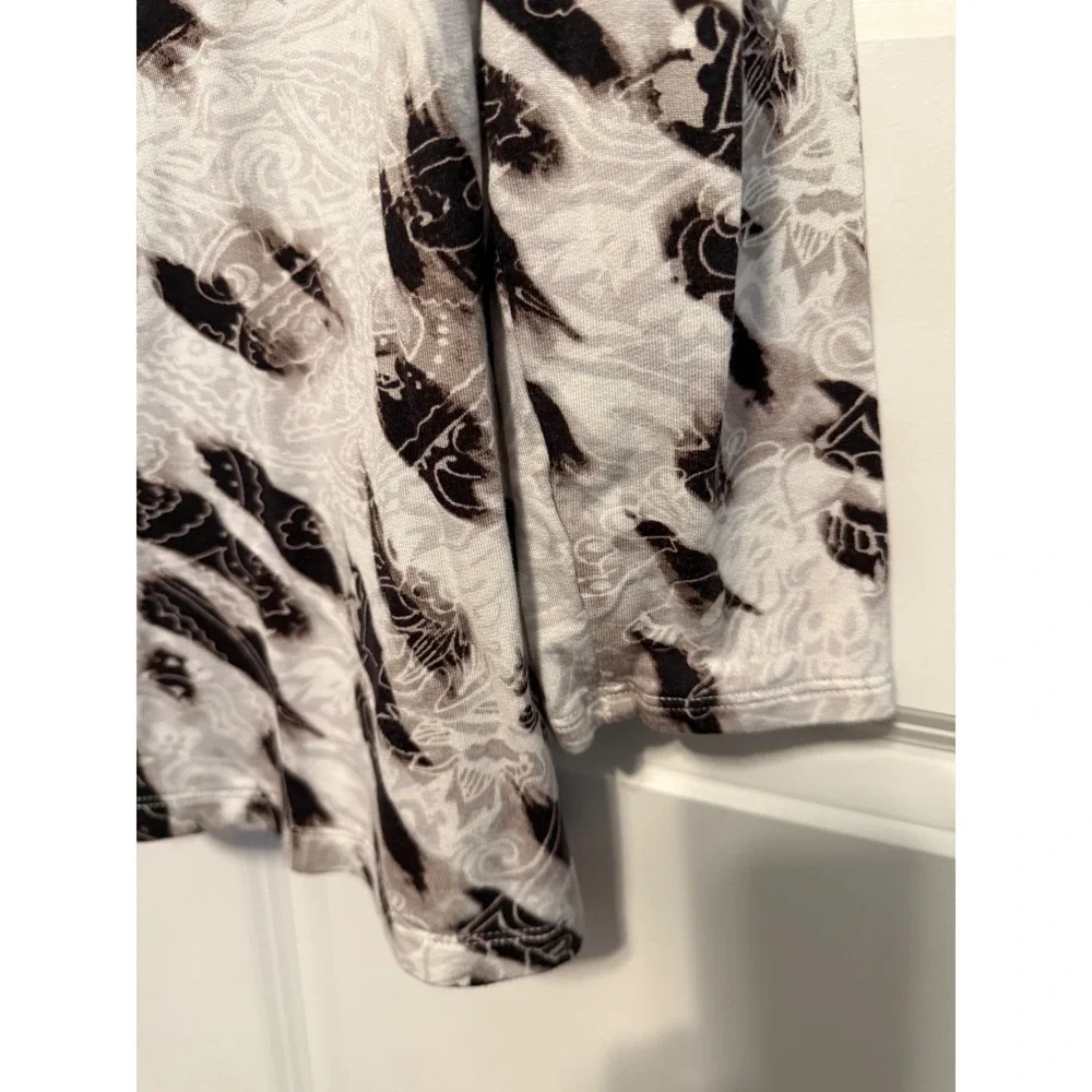 Chicos Size 3 Cowl Neck Long‎ Sleeve Abstract Print Top Women's